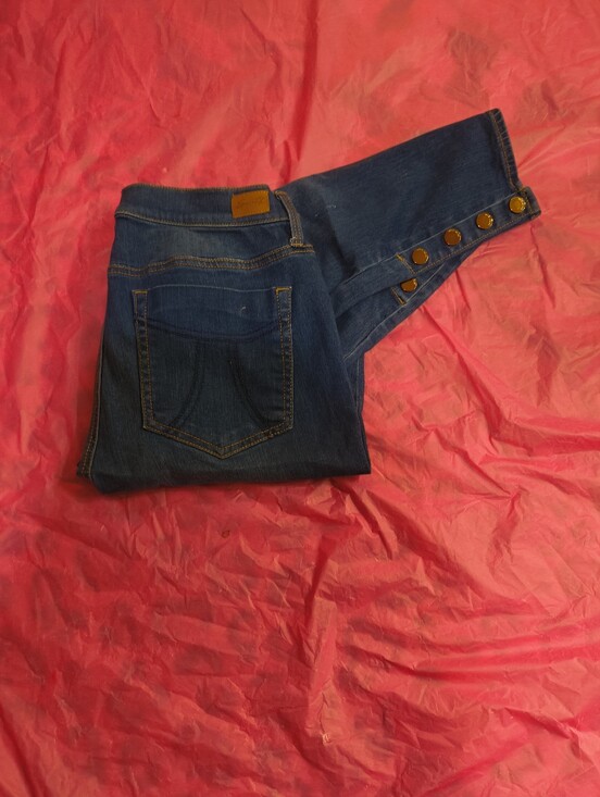 Seven7 Denim - Seven7 Maternity Dark Blue Straight Leg Jeans with Side Button Detail Sz 12